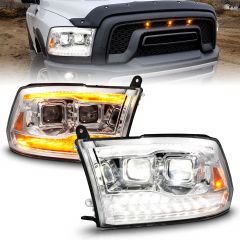 DODGE RAM 1500 09-18 / RAM 2500/3500 10-18 FULL LED PROJECTOR PLANK STYLE CHROME HEADLIGHTS W/ INITIATION & SEQUENTIAL SIGNAL (FOR ALL MODELS)