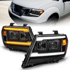 NISSAN FRONTIER 09-21 PROJECTOR PLANK STYLE HEADLIGHTS BLACK W/ DRL & SEQUENTIAL SIGNAL