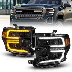 GMC SIERRA 1500 19-21 FULL LED PROJECTOR PLANK HEADLIGHTS BLACK W/ INITIATION & SEQUENTIAL