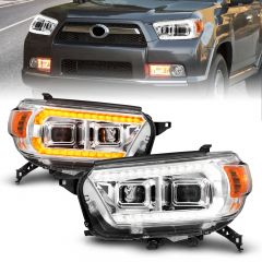 TOYOTA 4RUNNER 10-13 PROJECTOR PLANK STYLE HEADLIGHTS CHROME W/ SEQUENTIAL SIGNAL & DRL