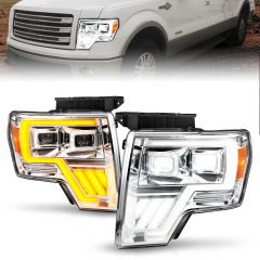 FORD F-150 09-14 FULL LED PROJECTOR PLANK HEADLIGHTS CHROME W/ INITIATION FEATURE & SEQUENTIAL SIGNAL