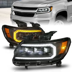CHEVY COLORADO 15-22 FULL LED PROJECTOR HEADLIGHTS BLACK W/ INITIATION & SEQUENTIAL (FACTORY HALOGEN MODELS ONLY)