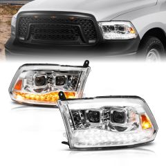 DODGE RAM 1500 09-18 / 2500/3500 10-18 PROJECTOR HEADLIGHTS CHROME CLEAR LENS W/ SEQUENTIAL SIGNAL (FOR ALL MODELS)