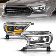 FORD RANGER 19-23 FULL LED PROJECTOR HEADLIGHTS BLACK W/ INITIATION & SEQUENTIAL (FOR FACTORY HALOGEN MODEL)
