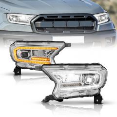 FORD RANGER 19-23 FULL LED PROJECTOR HEADLIGHTS CHROME W/ INITIATION & SEQUENTIAL (FOR FACTORY HALOGEN MODEL)