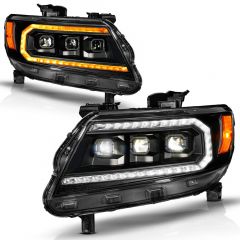 CHEVY COLORADO 15-22 FULL LED PROJECTOR HEADLIGHTS BLACK W/ DRL, INITIATION & SEQUENTIAL