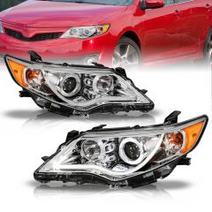 TOYOTA CAMRY 12-13 PROJECTOR PLANK STYLE HEADLIGHTS CHROME W/ HALO