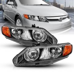 HONDA CIVIC 06-11 CRYSTAL HEADLIGHTS 4DR BLACK (OE TYPE REPLACEMENT)