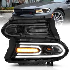 DODGE CHARGER 15-22 PROJECTOR PLANK STYLE HEADLIGHTS BLACK 