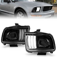 FORD MUSTANG 05-09 PROJECTOR LIGHT BAR STYLE HEADLIGHTS BLACK
