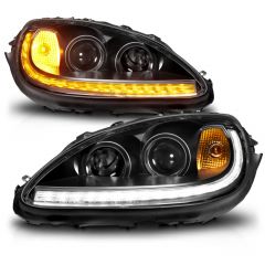 CHEVY CORVETTE 05-13 PROJECTOR SEQUENTIAL PLANK STYLE HEADLIGHTS BLACK(W/ DRL)(NO HID KIT)