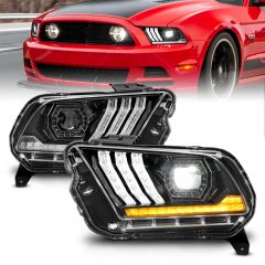 FORD MUSTANG 13-14 (HID MODEL) FULL LED PROJECTOR LIGHT BAR STYLE HEADLIGHTS BLACK (SEQUENTIAL SIGNAL)