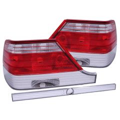 MBZ S CLASS W140 97-99 TAIL LIGHTS CHROME RED/CLEAR LENS