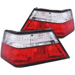MBZ E CLASS W124 86-95 TAIL LIGHTS CHROME RED/CLEAR LENS 