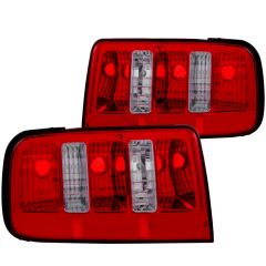 FORD MUSTANG 05-09 TAIL LIGHTS CHROME RED/CLEAR LENS