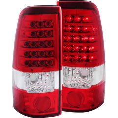CHEVY SILVERADO 1500/2500 99-02 / 3500 01-03 / GMC SIERRA 1500/2500 99-06 LED TAIL LIGHTS CHROME RED/CLEAR LENS
