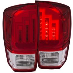 TOYOTA TACOMA 16-23 LED TAIL LIGHTS CHROME RED/CLEAR LENS