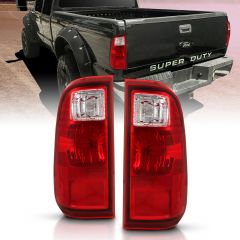 FORD F-250/F-350/F-450 SUPER DUTY 08-16 TAIL LIGHTS CHROME RED/CLEAR LENS (OE TYPE REPLACEMENT)