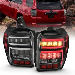 TOYOTA 4RUNNER 14-22 TAIL LIGHTS BLACK HOUSING CLEAR LENS RED LIGHT BAR W/ SEQUENTIAL 
