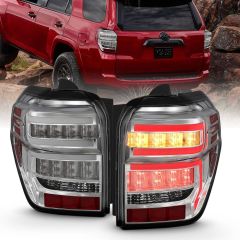 TOYOTA 4RUNNER 14-23 LED BAR STYLE TAIL LIGHTS CHROME CLEAR LENS W/ SEQUENTIAL SIGNAL 
