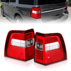 FORD EXPEDITION 07-17 LED C BAR STYLE TAIL LIGHTS CHROME RED/CLEAR LENS W/ SEQUENTIAL SIGNAL