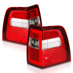 FORD EXPEDITION 07-17 LED C BAR STYLE TAIL LIGHTS CHROME RED/CLEAR LENS W/ SEQUENTIAL SIGNAL