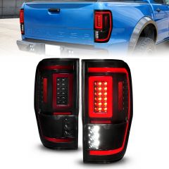 FORD RANGER 19-23 FULL LED TAIL LIGHTS BLACK SMOKE LENS W/ SEQUENTIAL SIGNAL (FOR ALL MODELS, BLIS MODULE NOT INCLUDED)