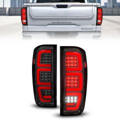 GMC SIERRA 1500 19-23 FULL LED TAIL LIGHTS BLACK CLEAR LENS W/ INITIATION & SEQUENTIAL SIGNAL (HALOGEN MODELS ONLY)