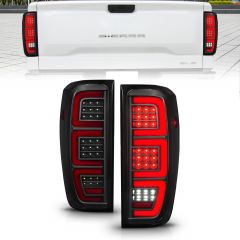 GMC SIERRA 1500 19-21 FULL LED TAIL LIGHTS BLACK SMOKE LENS W/ INITIATION & SEQUENTIAL SIGNAL (HALOGEN MODELS ONLY)