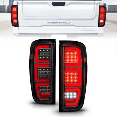 GMC SIERRA 1500 19-21 FULL LED TAIL LIGHTS BLACK CLEAR LENS W/ INITIATION & SEQUENTIAL SIGNAL (FACTORY LED MODELS)
