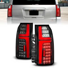 CHEVY TAHOE/SUBURBAN 15-20 FULL LED LIGHT BAR STYLE TAIL LIGHTS BLACK CLEAR LENS W/ SEQUENTIAL SIGNAL