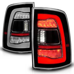 DODGE RAM 1500 09-18 / RAM 2500/3500 10-18 LED TAIL LIGHTS BLACK CLEAR LENS W/ SEQUENTIAL SIGNAL (FOR ALL MODELS) 