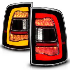 DODGE RAM 1500 09-18 / RAM 2500/3500 10-18 LED TAIL LIGHTS BLACK CLEAR LENS W/ AMBER SEQUENTIAL SIGNAL (FOR ALL MODELS)