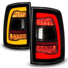 DODGE RAM 1500 09-18 / RAM 2500/3500 10-18 LED TAIL LIGHTS BLACK SMOKE LENS W/ AMBER SEQUENTIAL SIGNAL (FOR ALL MODELS)