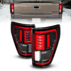 FORD F-150 21-23 FULL LED TAIL LIGHTS BLACK CLEAR LENS W/ INITIATION & SEQUENTIAL (FOR HALOGEN MODEL W/O BLIS & LED MODEL W/ BLIS SYSTEM)