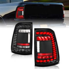 RAM 1500 19-24 FULL LED TAIL LIGHTS BLACK CLEAR LENS W/ SEQUENTIAL SIGNAL (FOR FACTORY HALOGEN MODEL W/O BLIS SYSTEM)