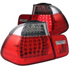 BMW 3 SERIES E46 02-05 4DR LED TAIL LIGHTS CHROME RED/CLEAR LENS 2PC