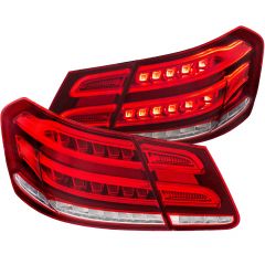 MERCEDES BENZ E CLASS W212 4DR 10-13 LED TAIL LIGHTS CHROME RED/CLEAR LENS(4 PCS)