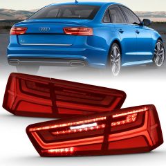 Audi A6/S6 12-15 LED TAILLIGHT BLACK HOUSING RED/CLEAR LENS 4 PCS (SEQUENTIAL SIGNAL) 