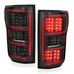 FORD F-150 18-20 FULL LED TAIL LIGHTS BLACK (RED LIGHT BAR)