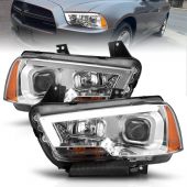 DODGE CHARGER 11-14 PROJECTOR PLANK STYLE HEADLIGHTS CHROME (FOR HALOGEN MODELS ONLY)