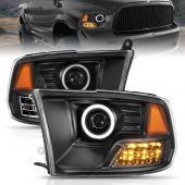 DODGE RAM 1500 09-18 / RAM 2500/3500 10-18 PROJECTOR HALO HEADLIGHTS BLACK W/ RX HALO (FOR NON-PROJECTOR MODELS)