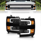CHEVY SILVERADO 15-19 2500DH/3500HD PROJECTOR PLANK HEADLIGHT BLACK(MATTE BLACK TRIM)(HALOGEN MODELS ONLY)