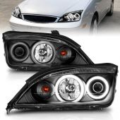 FORD FOCUS ZX4 05-07 PROJECTOR HEADLIGHTS BLACK W/ RX HALO (FOR 4DR MODELS ONLY)