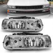 CHEVY SILVERADO 1500/2500 99-02 / 3500 01-02 / SUBURBAN/TAHOE 00-06 CRYSTAL HEADLIGHTS CHROME