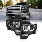 FORD F-150 13-14 PROJECTOR U BAR STYLE HEADLIGHT BLACK (FOR HID, NO HID KIT)