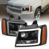 CHEVY TAHOE/ SUBURBAN 07-14 / AVALANCHE 07-13 PROJECTOR PLANK STYLE SWITCHBACK HEADLIGHTS BLACK