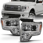 FORD F-150 09-14 PROJECTOR PLANK STYLE HEADLIGHTS CHROME (FOR HALOGEN MODELS)