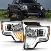 FORD F-150 09-14 PROJECTOR PLANK STYLE HEADLIGHTS CHROME W/ SWITCHBACK SIGNAL (FOR HALOGEN MODEL) 
