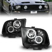 FORD MUSTANG 05-09 PROJECTOR HEADLIGHTS BLACK W/ RX HALO